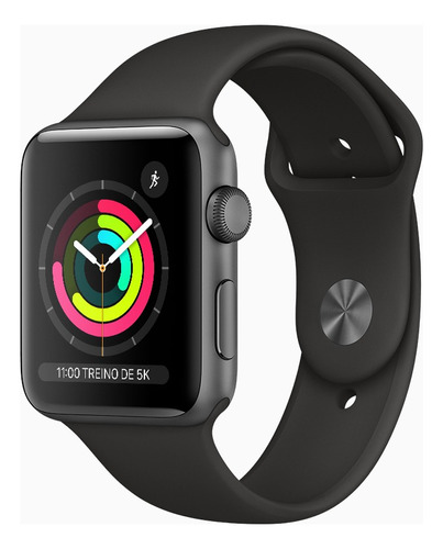 Apple Watch  Series 3 (GPS) - Caixa de alumínio cinza-espacial de 42 mm - Pulseira esportiva preto