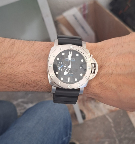 Reloj Para Caballero Panerai *submersible* Negro Plateado Negro