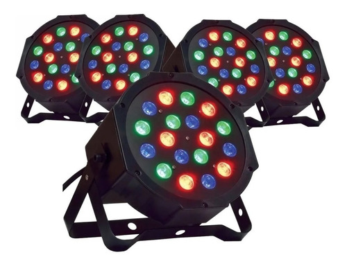 Set X 5 Luces Proton Audioritmico 18 Led Rgb Dj Fiestas