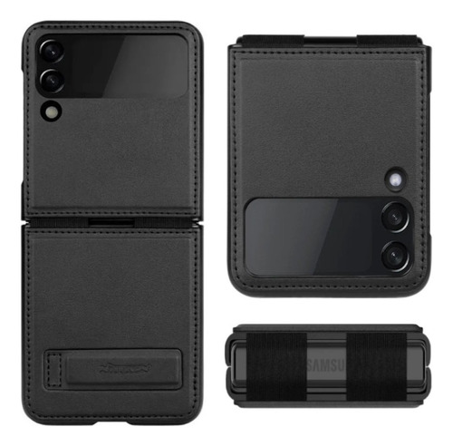 Case De Cuero Vegano Para Galaxy Z Flip 4 Flip4 C/ Parante 