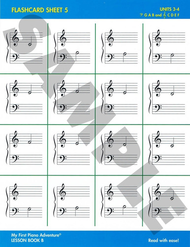 My First Piano Adventure, Flashcard Sheets For Levels, A,b &