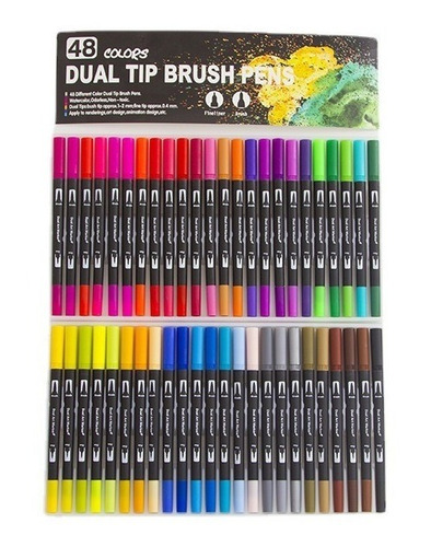 Imagen 2 de 6 de 48 Colores Plumones Punta Pincel Brush Marcadores Lettering