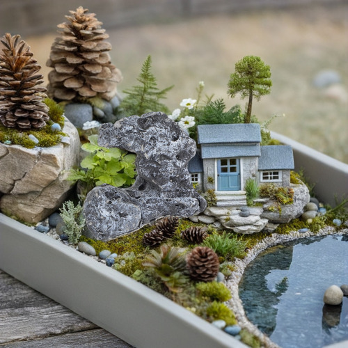 Rocha De Paisagem Artificial: Modelo Mini Rockery Para Ambie