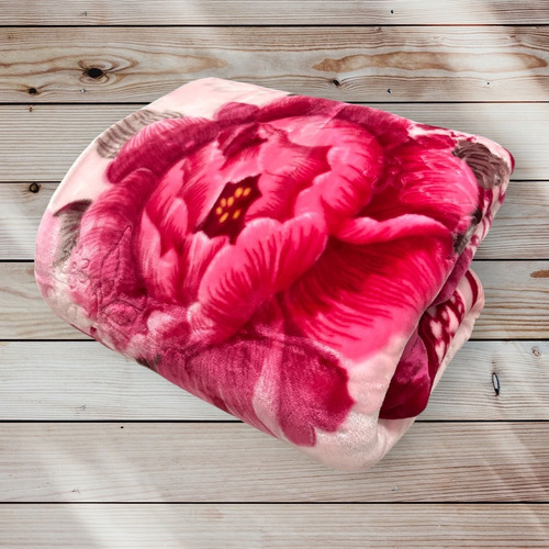 Frazada Extra Gruesa Doble Reversible 2.5 Plaza, Abrigadas Floreado Rosa Flor Rosa