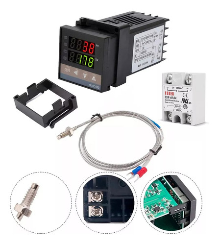 Kit Pirómetro Rex-c100 Control Temperatura + Relay Ssr + K