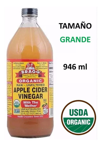 Vinagre De Manzana Organico, Bragg Grande