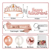 Comprar Decoraciones para fiestas de jubilación, llavero con globo de jubilación, cinturón con globo para decoración de fiestas de jubilación de mujer, decoraciones para fiestas de jubilación en oro rosa