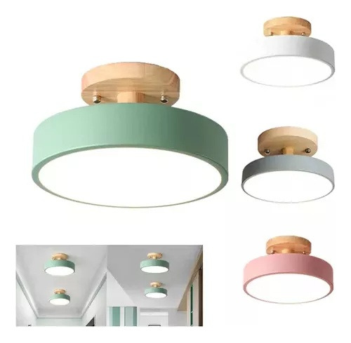 Lámpara Colgante Led Nórdica Moderna, 3 Colores De Madera