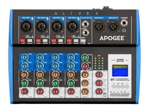 Consola Mixer 6 Canales Usb Bluetooth Mp3 Apogee Alive 6