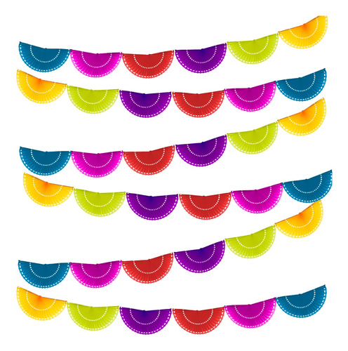 Papel Picado - Paquete 10 Piezas Abanico Colores