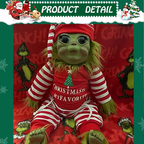 Muñeca Grinch, Lindo Peluche De Peluche Navideño+2pcs Color