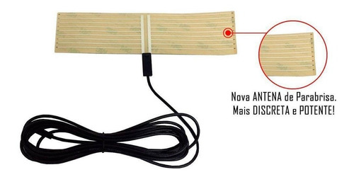 Antena De Tv Digital Amplificada Dvd Automotiva Plug P2 + Fm