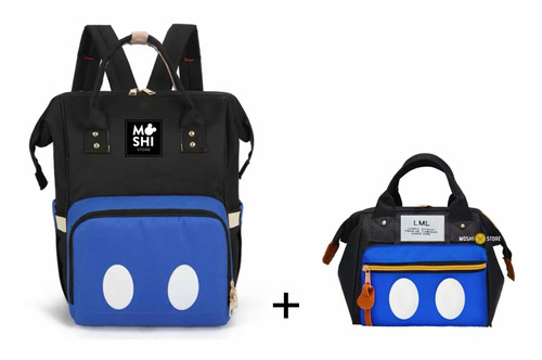 Set Bolso Pañalera+cartera De Mano Mickey Mouse Azul