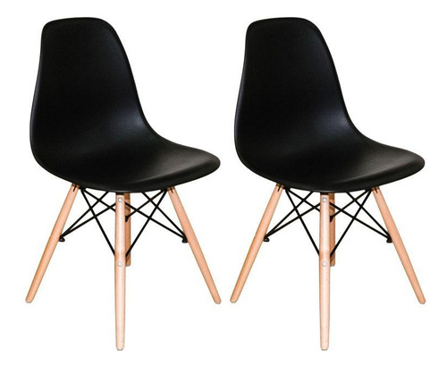 Conjunto 2 Cadeiras Charles Eames Dkr Eiffel Wood Madeira Pr