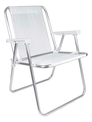 Silla Plegable Sannet Alta Mor Para Piscina Y Playa De Aluminio, Color Blanco