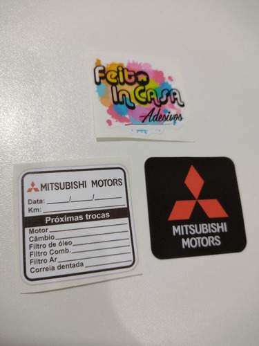 5 Adesivos Troca De Óleo Mitsubishi Etiqueta Carro