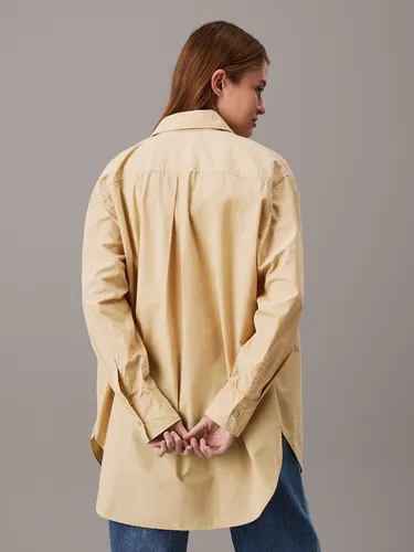 Camisa Long Cotton Utility Beige Calvin Klein