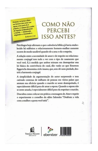 Imagem 2 de 3 de Amor E Respeito Livro Emerson Eggerichs Ed Mundo Cristão