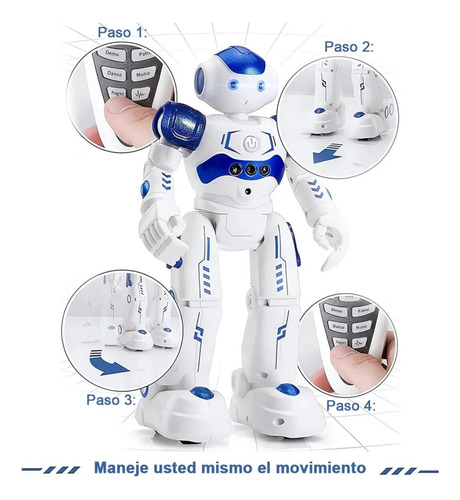 Rc Robot Control Remoto Juguete Inteligente Cantar Bailar Robot Blanco/azul