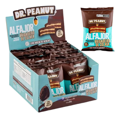 Alfajor C/ Whey Protein C/12un. Dr. Peanut Sabor Brigadeiro De Colher