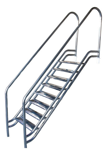 Escada Parisiense Em Inox - 1,2m De Profundidade E 7 Degraus