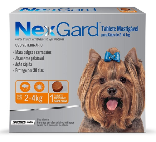 Antipulgas E Carrapatos Cães Nexgard P De 2 A 4kg Tablete