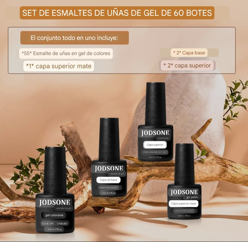 Pinturas De Uñas Semipermanente Kit De 55 Colores 60 Piezas