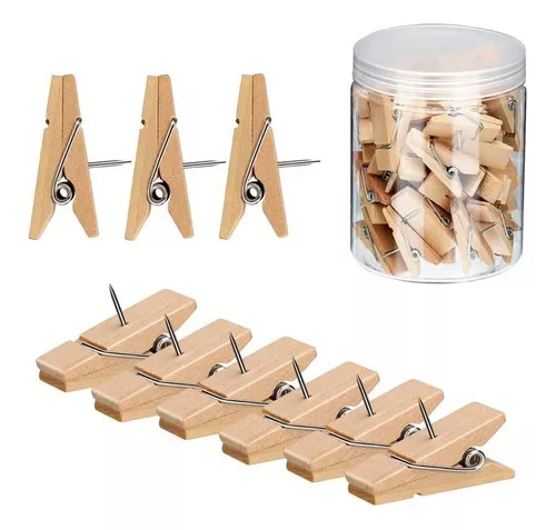  Mini pinzas de madera con cordel de yute para manualidades (1.4  pulgadas, 100 piezas) : Hogar y Cocina