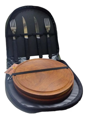 Set Juego Tabla Y Cubiertos Asado Para 2 Personas