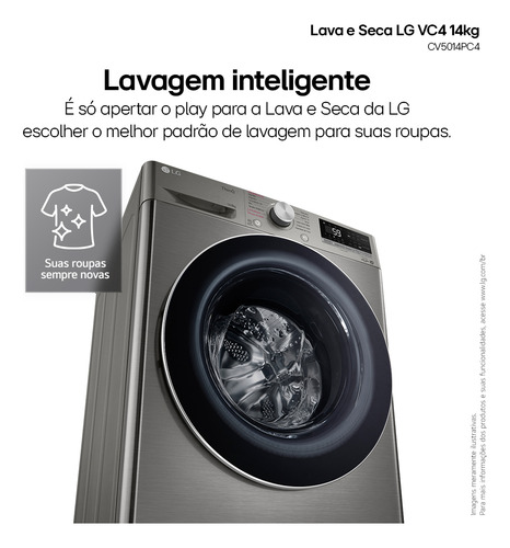 Lava E Seca Smart LG Vc4 14kg Inox Look Com Inteligência Artificial