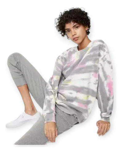 Sudadera Polar Oversize Tie Dye Mujer Tall Extra Xxl / 38-40