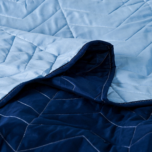 Pack Quilt Bicolor Azul Celeste + Sábana 2 Plazas 3angeli