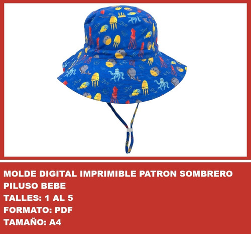 Molde Digital Imprimible Patron Sombrero Piluso Bebe 2x1