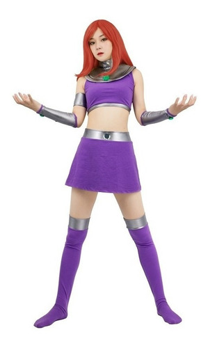 Disfraz De Anime Starfire Cosplay Mujer Halloween Carnaval