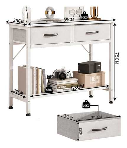 Mesa De Consola Moderna Con Marco De Metal Cajón De Tela