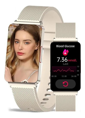 Reloj Inteligente Para Mujer Glucosa 1.57 Reloj Inteligente Color de la correa Rosa dorado