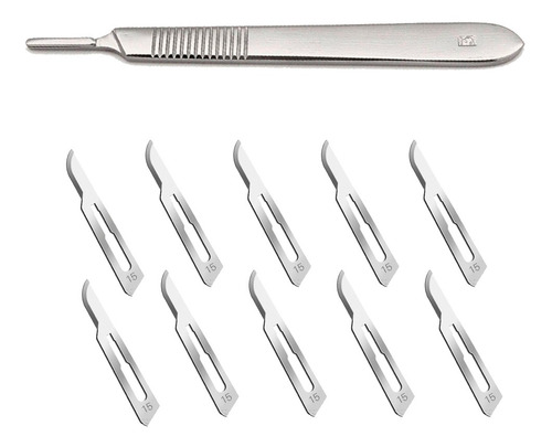 Kit Para Podologia Cabo Bisturi N3 + 100 Laminas Numero 15