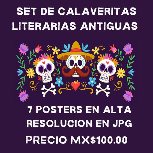 Set De Calaveritas Literarias Antiguas En Formato Digital Hd