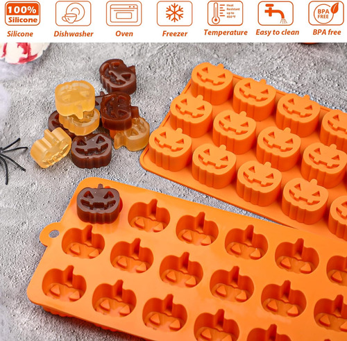 Molde De Calabaza Para Chocolate De Halloween, 2 Moldes De S