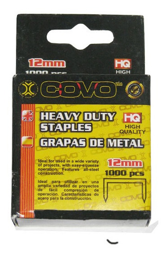 Grapas De Metal U De 12mm 1000 Pcs Covo