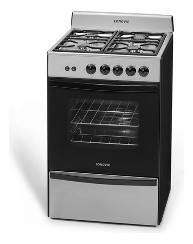 Cocina A Gas Longvie 13331xf 56cm Inox Cajón Parrilla