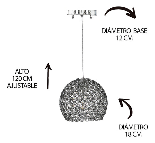 Candil Colgante de Cristal Cortado K9 Gamalux Globo Oro Rosa de 1 Luz E26 con Altura Ajustable