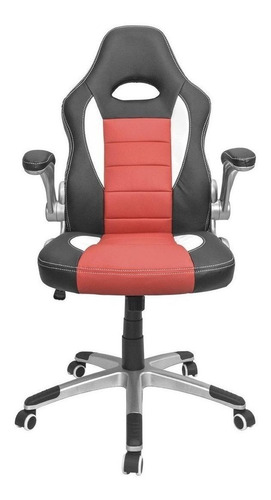 Imagen 1 de 4 de Silla de escritorio Top Living SILL7 gamer ergonómica negra, roja y blanca con tapizado de cuero sintético