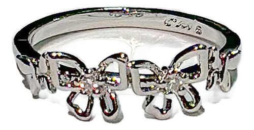 Anillo Con Moños Pequeños Plateado Enchapado En Plata Plateado 7us