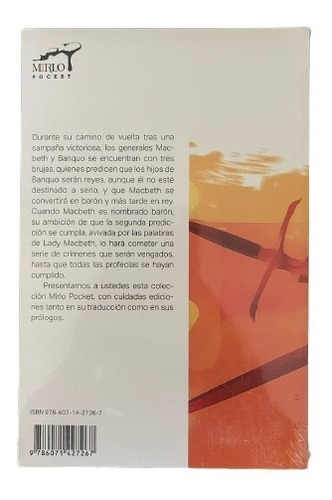 Macbeth: Macbeth, De William Shakespeare. Serie Mirlo Pocket, Vol. 1. Editorial Mirlo Pocket, Tapa Blanda, Edición Pocket En Español, 2018