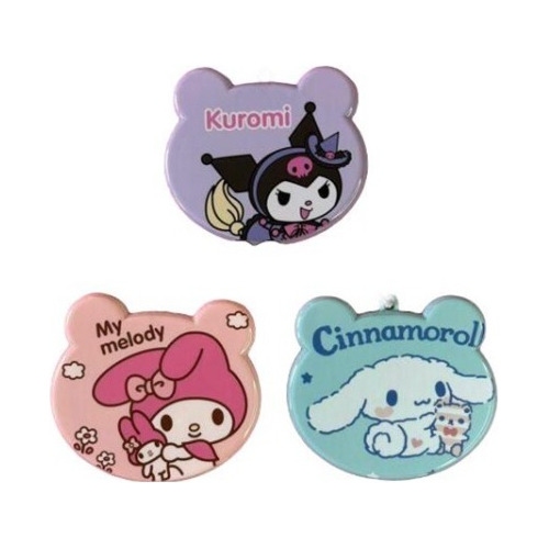 Pack 3 Estuche Espejo Y Peine Sanrio Melody Kuromi Cinnamon