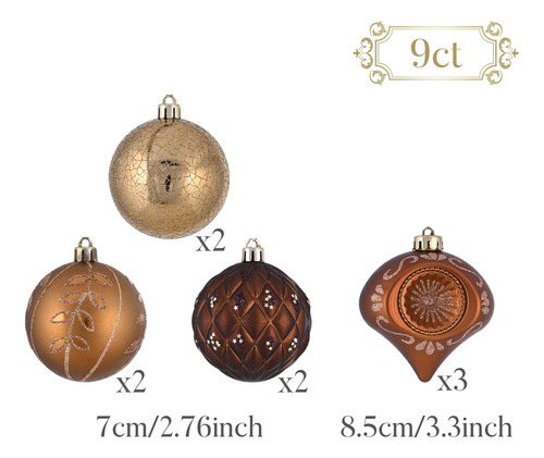 Adornos De Bola De Navidad Inastillables 7 Cm Marrón Y Bronc