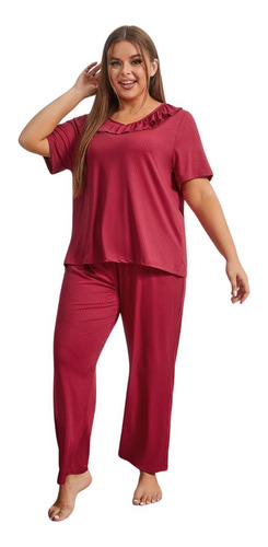 Tallas Grandes Pijama De Mujer Color Sólido Ropa De Dormir
