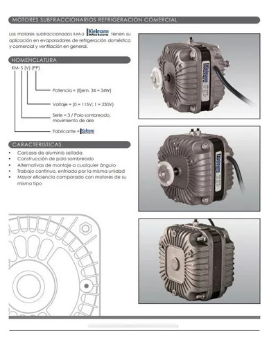 Motor Ventilador 34w 230v 60hz Kielmann