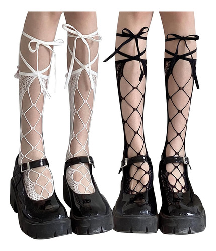Calcetines De Red Hasta La Rodilla, Calcetines De Malla For